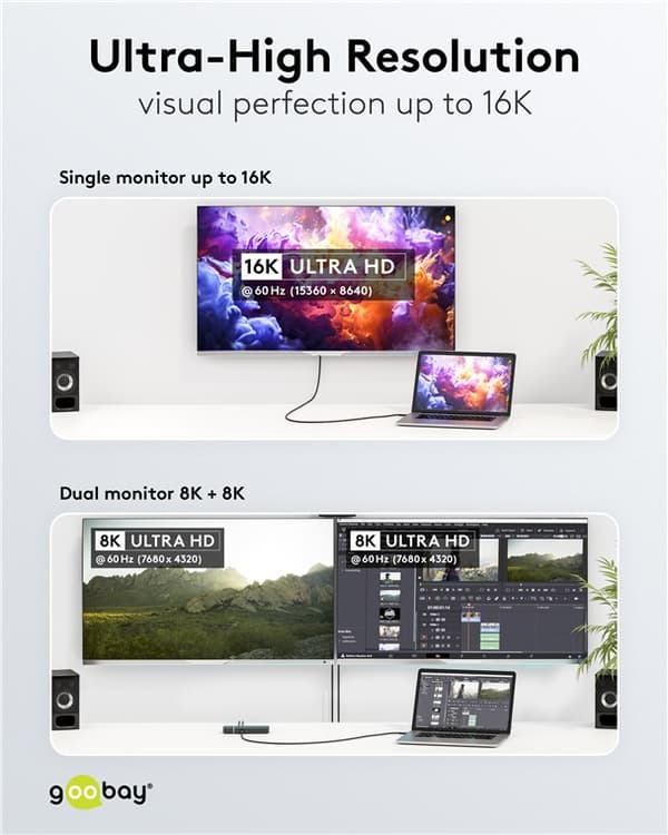 Certifierad USB-C™-kabel, USB4™ version 2.0, 1,2 m, svart