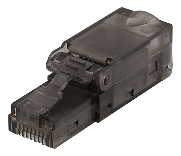 RJ45 plug Cat6A, unshielded, tool-less, grey