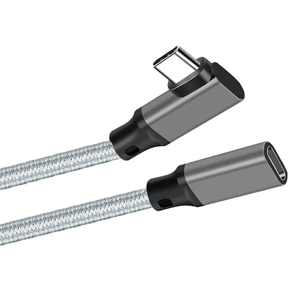 Flätad armbågsförlängningskabel av typ-C - (10 Gbps+4K+100W) Grey 2 m