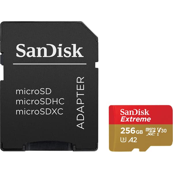 MicroSDXC Extreme 256GB 190MB/s A2 C10 V30