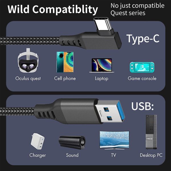 Länkkabel Oculus Quest 2 Type-C / USB 3.1 6 m