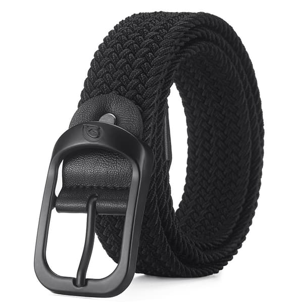 Herr Elastiskt Vävt Bälte - 110cm Justerbart Canvasbälte med Spänne Black