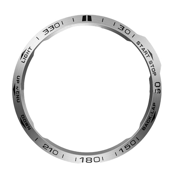 Stilfuld sølvramme til Garmin Fenix 6X - Sorte inskriptioner