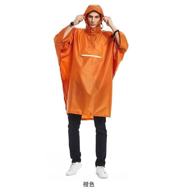 Vandtæt regnponcho - sort polyester PU Orange
