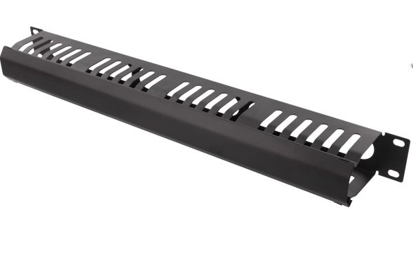 19" Cable panel, 1U, finger channel, black