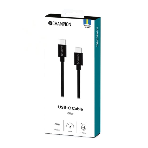 USB-C-kabel 60W 1m Sort
