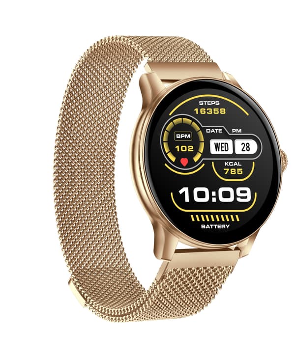 Multifunktionell Smartwatch med Bluetooth-samtal, Hälsoövervakning och Anpassningsbara Urtavlor Gold