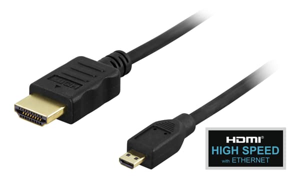 HDMI A - Micro cable, HDMI High Speed w/ Ethernet, 1m, black