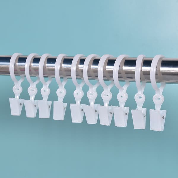 Gardinringar med Klämmor, 10-pack White