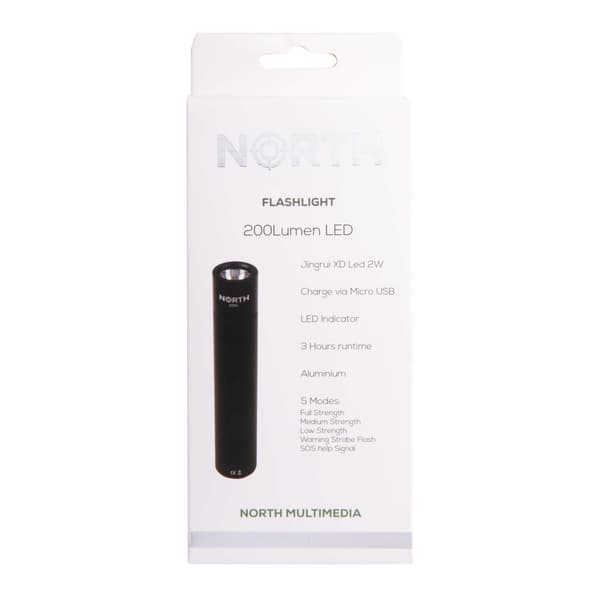 Taskulamppu 200 Lumen Musta Aluminium 2W 3450Mah