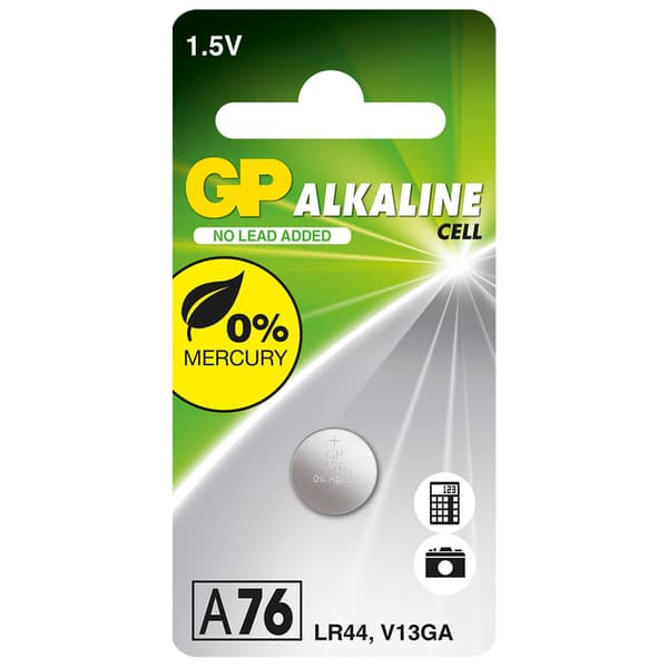 Knappcellebatteri Alkaline LR44 A76 1-Pk
