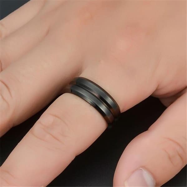 Elegant ring i rustfritt stål Black 18.2 mm