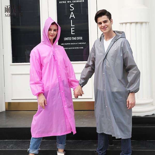 Regnponcho med huva Pink M