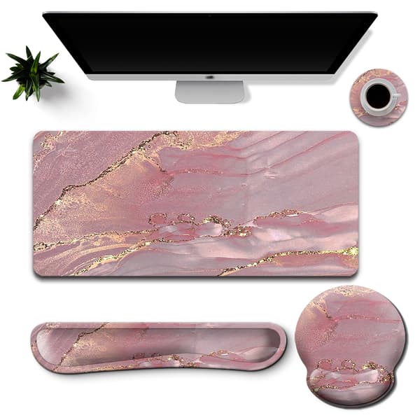 Ergonomisk musematte med håndleddsstøtte Pink