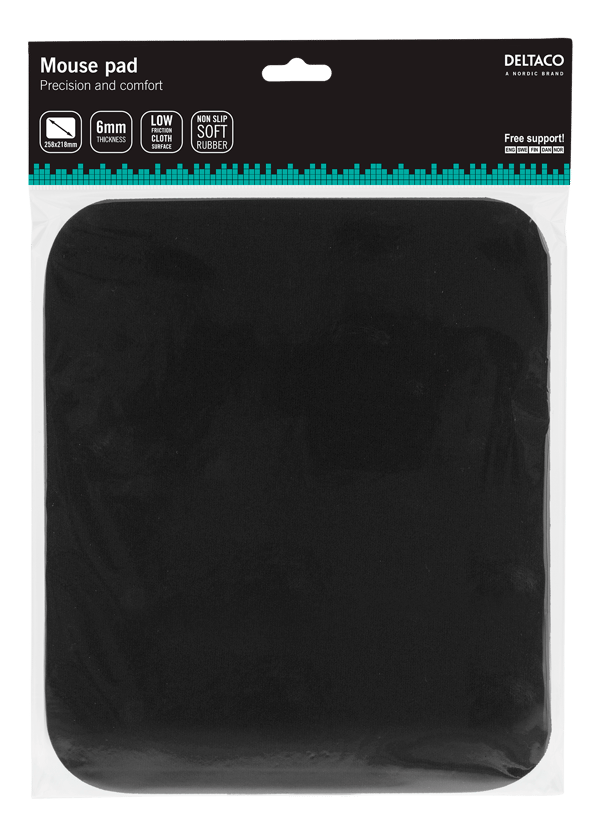 Mouse pad, fabric covered rubber, 6mm black