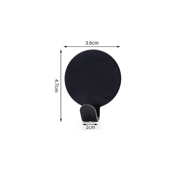 Itseliimautuvat pyöreät seinäkoukut, 5 kpl Black