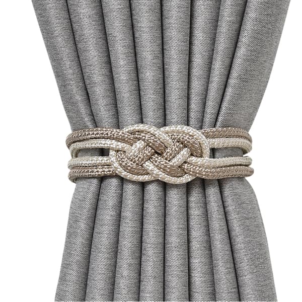 Flätade Magnetiska Gardinfästen, 2-pack White+Grey
