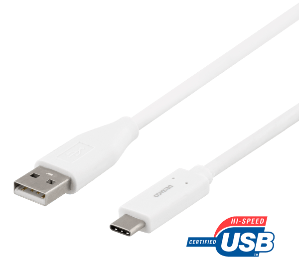 USB-C to USB-A cable, 2m, 3A, USB 2.0, white