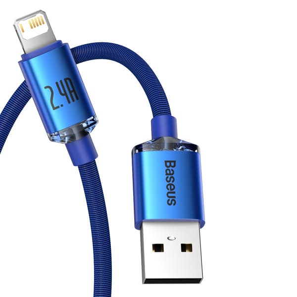 Baseus Crystal Shine-kabel USB till Lightning, 2,4A, 1,2m (blå)