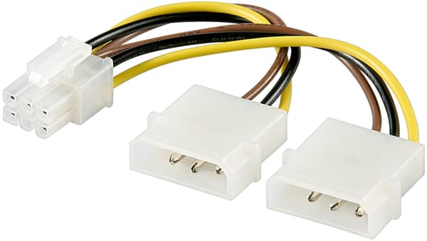Strømkabel/adapter for grafikkort, PCI-E/PCI Express med 6 pinner