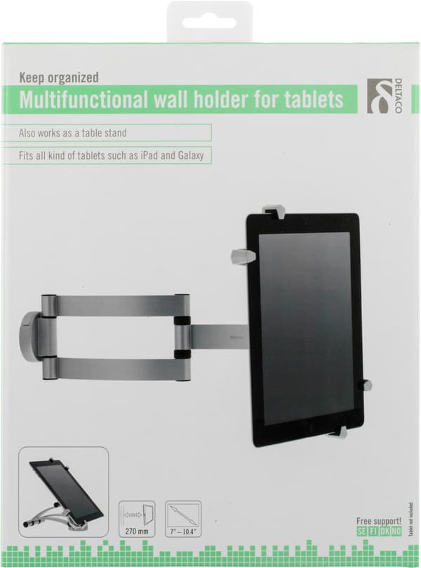 Wall bracket for tablet, rotatable 360, 3 joints, gray V2