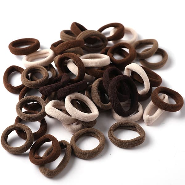 Elastiska hårband Hästsvanshållare Gummiband 100-delar White+black+brown