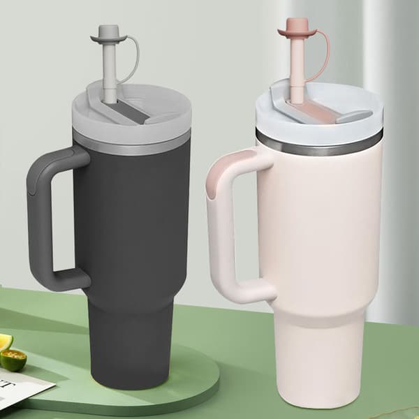 Silikonsugrör med Lock & 1 Rengöringsborste, 6-pack