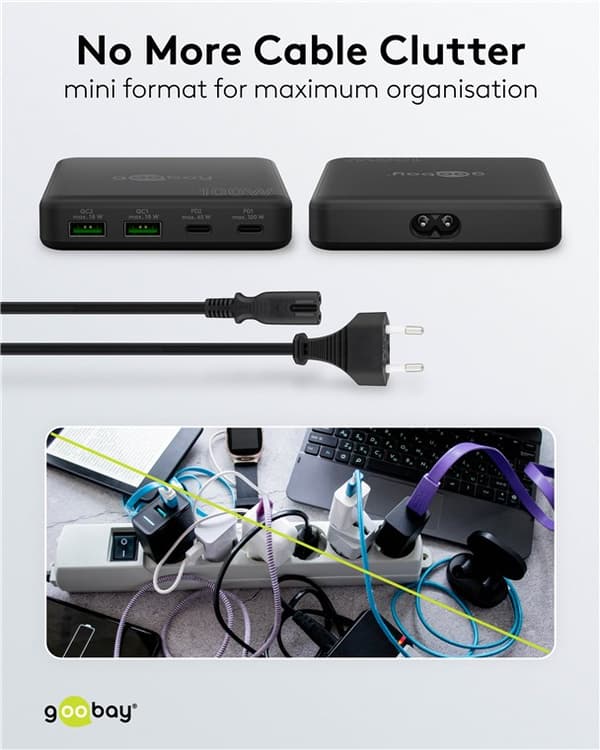 USB-C™ PD GaN -moniporttilaturi (100 W) musta