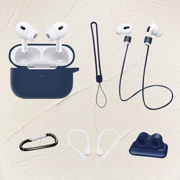 6-delt tilbehørssæt til Airpods Pro 2 - Dybblå
