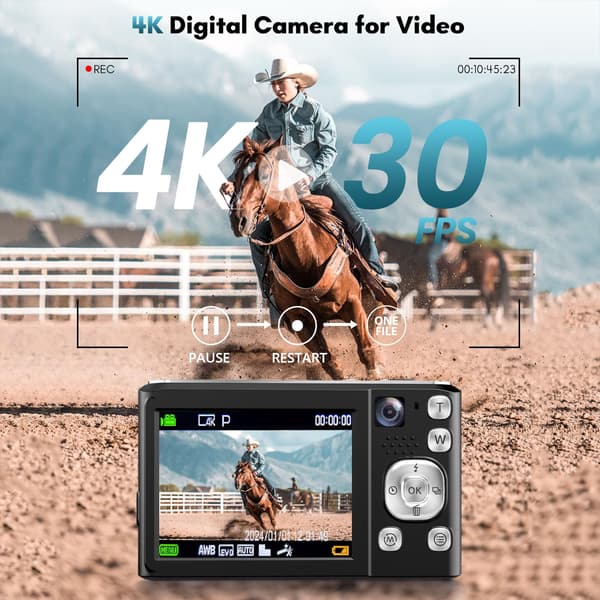 4K HD digitalkamera med stabilisering DC308 White