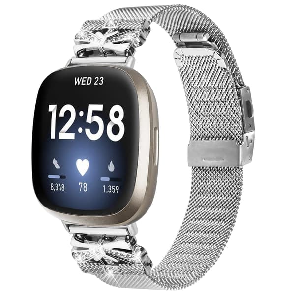 Urrem i rustfrit stål til Fitbit Versa3/4/Sense 2 Silver