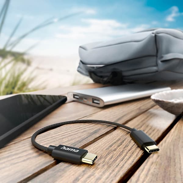 Ladekabel USB-C till USB-C 0.2m Svart