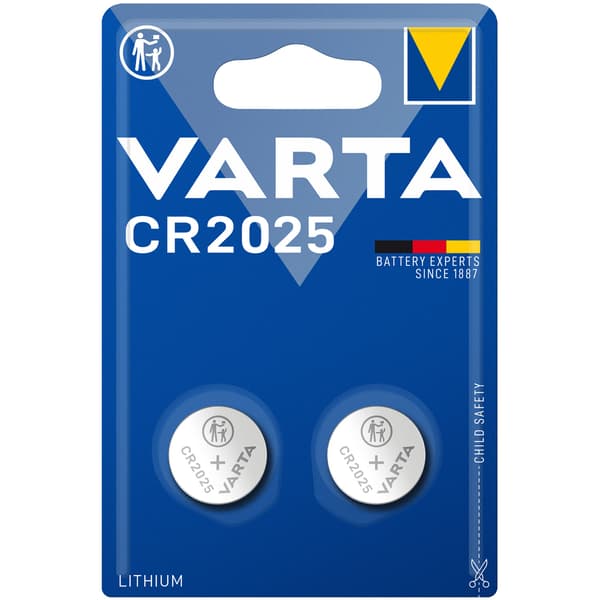 CR2025 3V litiumknappcellebatteri 2-pakning