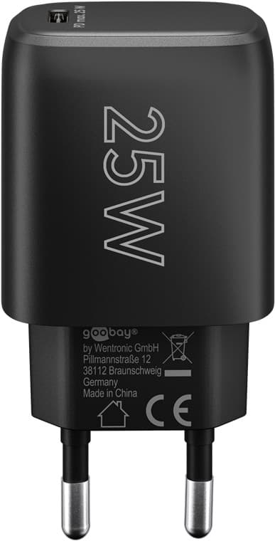 USB-C™ PD GaN hurtigoplader (25 W) sort