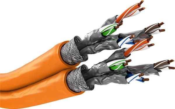 CAT 7A duplex-netværkskabel, S/FTP (PiMF), orange