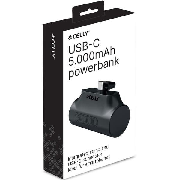 PBC5000 Compact PowerBank USB-C-liitännällä 5000mAh Musta