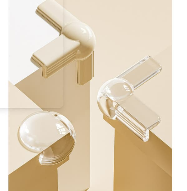 Vadderade Hörnskydd - Beige T-Form (4-Pack)
