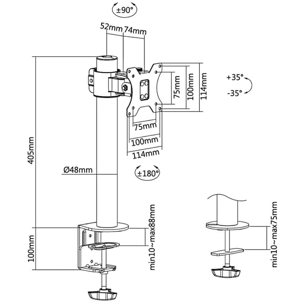 Monitorarm 17-32" kort