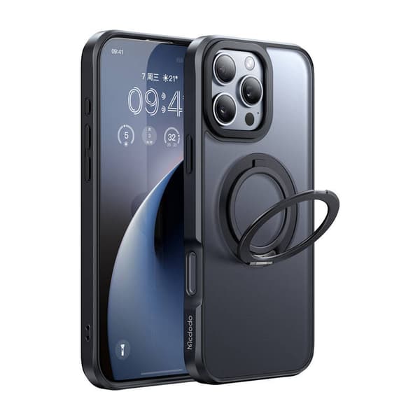 McDodo PC-4932 MagSafe etui til iPhone 16 Pro med stativ (sort)