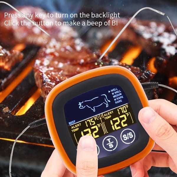 Dual Probe Digitalt Fødevaretermometer Touchscreen Kødtermometer
