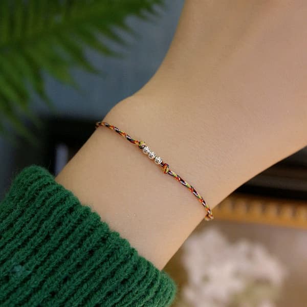 S925 Silverflätat armband MultiColor