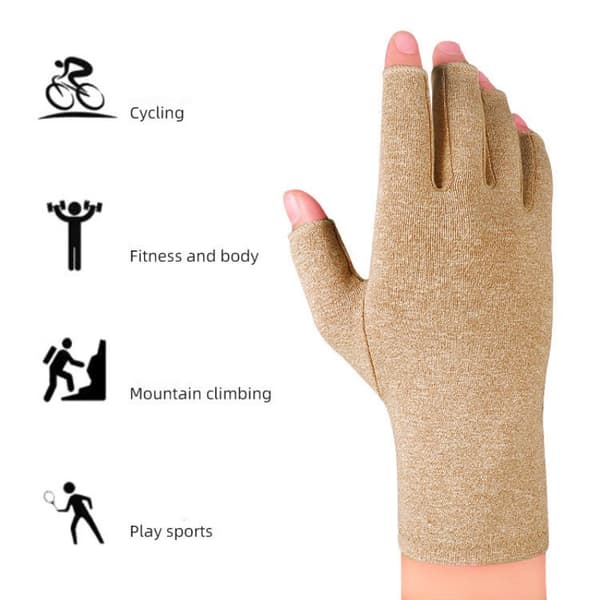 1 par halvfinger trykaflastningshandsker Beige
