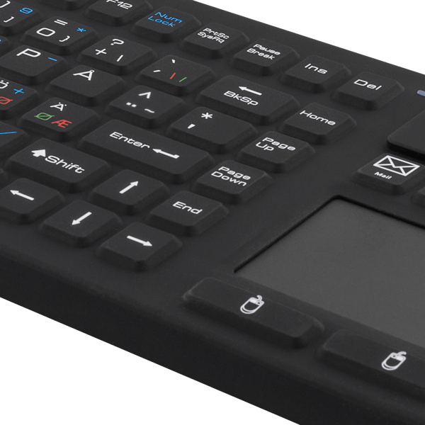 Wireless Keyboard w/ touchpad, silicone, IP65, 2,4 GHz,black