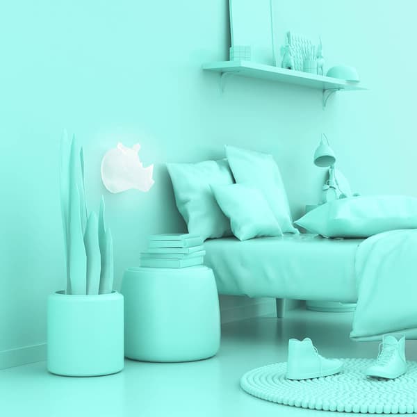 Vegg Nattlampe Wild Light Rhino Multicolor
