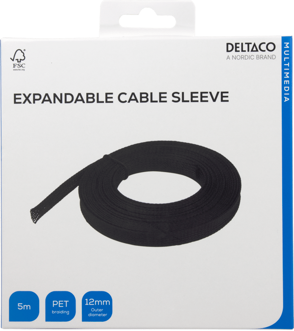 Nylon net cable tube OD12 mm, 5 m, black