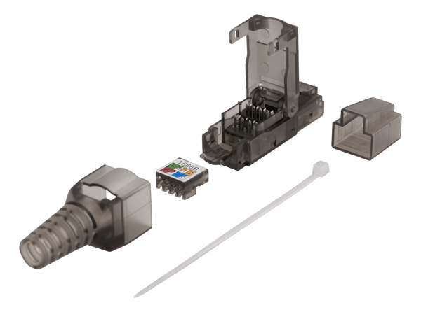 RJ45-liitin, Cat6a, suojaamaton, harmaa
