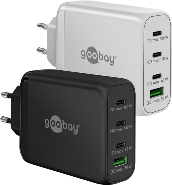USB-C™ PD GaN multiport hurtigoplader (100 W) hvid