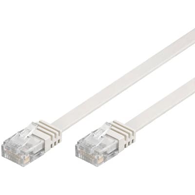 U/UTP Cat6 patch cable, flat, 1m, 250MHz, white
