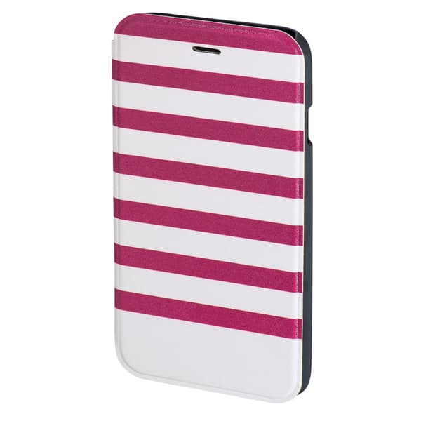 Plånboksväska DesignLine iPhone6/6S Stripe Rosa/Vit