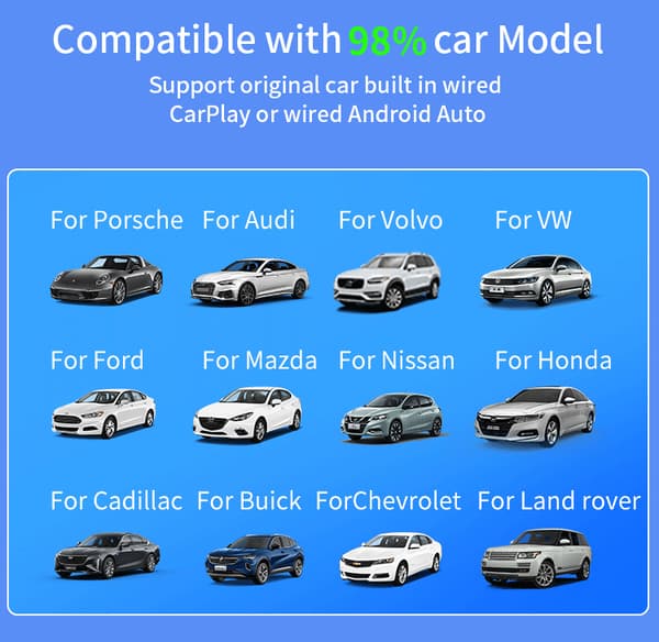 Langaton CarPlay & Android Auto -sovitin autoihin